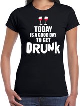 Zwart fun t-shirt good day to get drunk  - dames -  Drank / festival shirt / outfit / kleding L