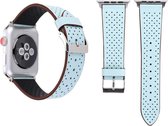 By Qubix Dot Pattern Leren bandje - Licht blauw - Geschikt voor Apple Watch 42mm - 44mm - 45mm - Ultra - 49mm - Compatible Apple watch bandje -