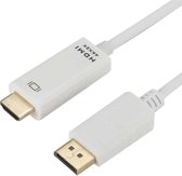 4K x 2K DP naar HDMI converterkabel, kabellengte: 1,8 m (wit)