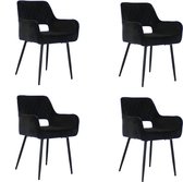 Bronx71® Velvet eetkamerstoel Mika zwart - Eetkamerstoelen set van 4