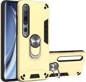 Voor Xiaomi Mi 10 5G / Mi 10 Pro 5G 2 in 1 Armor Series PC + TPU beschermhoes met ringhouder (goud)