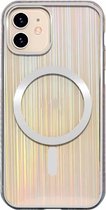 Kleurrijke Laser Magsafe-hoes TPU magnetische beschermhoes voor iPhone 12 mini (geborsteld zilver)
