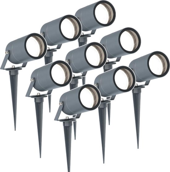 HOFTRONIC 9x HOFTRONIC Spikey - Tuinspot voor buiten - LED - Antraciet - 6000K Daglicht wit - Waterdicht - 5 Watt - Voor het uitlichten van planten/struiken en bomen