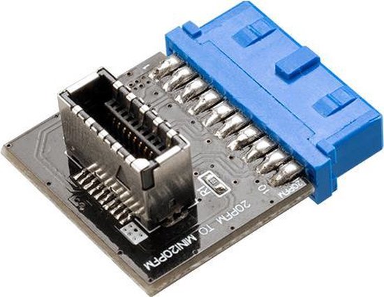 Akasa verander een USB 3.0 19-pins moederbordheader in een USB 3.1 20-pins Key A-connector - Akasa