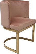 OHNO Furniture Atlanta Eetkamerstoel - Stoel, Fluweel, Roze, Goud