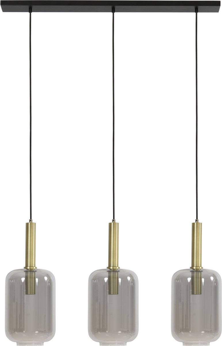 Light & Living Lekar Hanglamp - Antiek Brons/Smoke Glas - 3L
