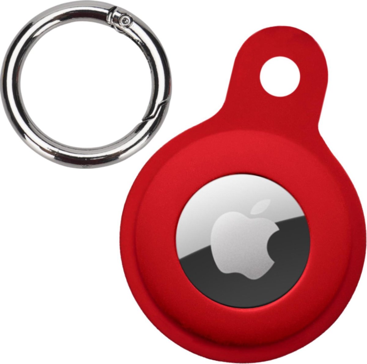 Hoesje Geschikt voor Apple AirTag-Sleutelhanger Houder Siliconen Hoes - Hoes Geschikt voor Apple AirTag Hoesje - Donkerrood