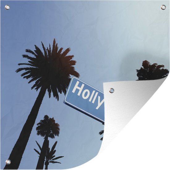 Een blauw straatnaambord in Hollywood - Tuindoek