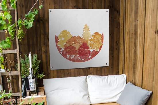 Toile jardin Automne - Arbre - Aquarelle - 100x100 cm