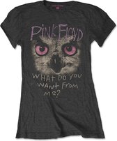 Pink Floyd Dames Tshirt -L- Owl - WDYWFM? Zwart