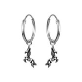 Zilveren oorbellen | Oorring met hanger | Zilveren oorringen, pegasus