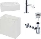 Ben Scuro fonteinmeubelset met kraan rechts Glans wit/Chroom