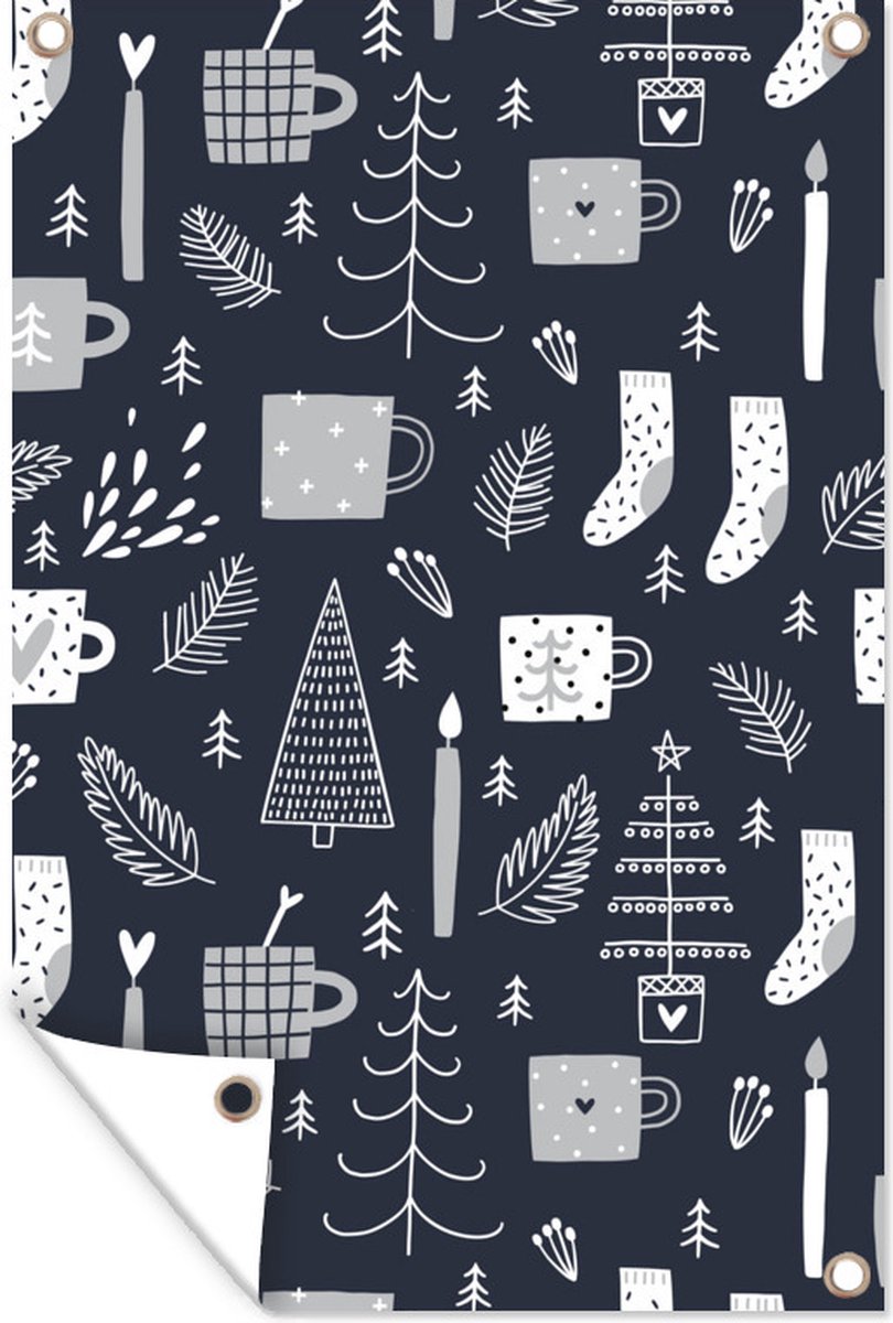 Kerst muurdecoratie met bomen in de natuur, 120x180 cm, voor buiten, tuinposter van GreatGardenPosters.