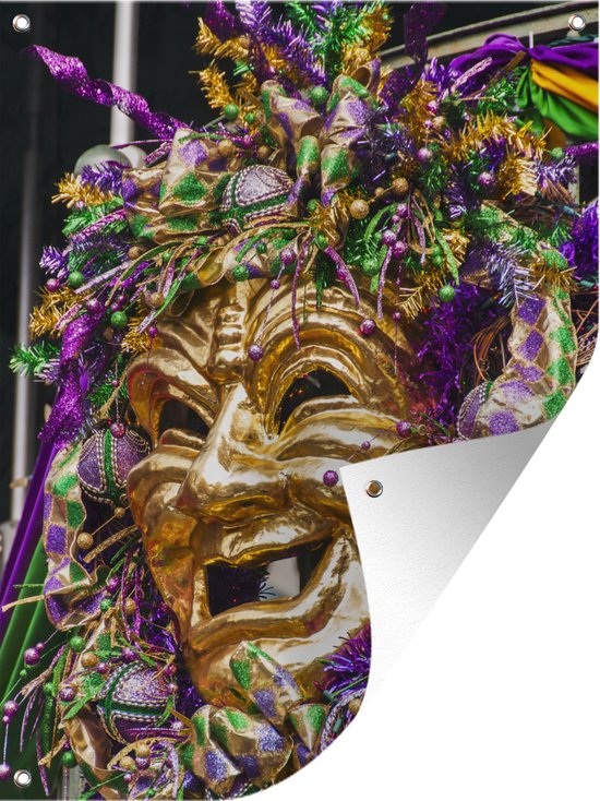 Tuin decoratie Groot Mardi Gras masker - 30x40 cm - Tuindoek - Buitenposter