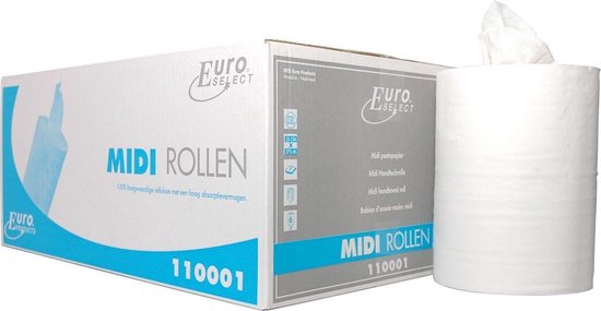 Midirollen 110001 wit 1laags 275m zonder koker cellulose ECO 6rollen (110001)