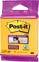 Post-it® Super Sticky Notes, Kubus, Neon Geel, 76mm x 76 mm, 270 Blaadjes/Blok