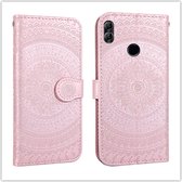 Voor Huawei Y6 2018 Pressed Printing Pattern Horizontal Flip PU Leather Case with Holder & Card Slots & Wallet & & Lanyard (Pink)