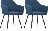 Medina Eetkamerstoelen 2 st stof blauw