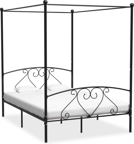 Medina Hemelbedframe metaal zwart 140x200 cm