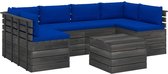 Medina 7-delige Loungeset met kussens pallet massief grenenhout