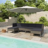 Medina 6-delige Loungeset met kussens poly rattan grijs