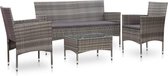 Medina 4-delige Loungeset met kussens poly rattan grijs