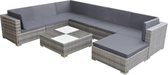 Medina 8-delige Loungeset met kussens poly rattan grijs