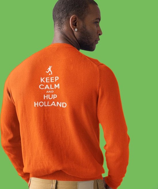 Oranje EK WK Koningsdag Trui Keep Calm & Hup Holland Back (MAAT 4XL - UNISEKS FIT) | Oranje kleding / sweaters | WK Feestkleding