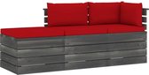 Medina 3-delige Loungeset met kussens pallet massief grenenhout