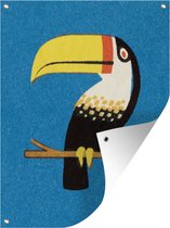 Une illustration d'un poster de jardin toucan coloré 60x80 cm - Toile de jardin / Toile d'extérieur / Peintures d'extérieur (décoration de jardin)