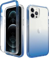 iPhone 7 Full Body Hoesje - 2-delig Back Cover Siliconen Case TPU Schokbestendig - Apple iPhone 7 - Transparant / Blauw