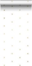 ESTAhome behang grafisch motief wit en goud - 139129 - 0.53 x 10.05 m