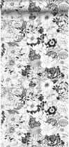 ESTAhome behang bloemen zwart en wit - 138503 - 53 cm x 10,05 m