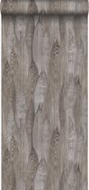 Origin eco texture vlies behang bladeren donker taupe - 347367 - 53 cm x 10,05 m
