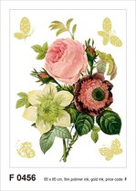 Sanders & Sanders muursticker bloemstilleven groen en roze - 600257 - 65 x 85 cm