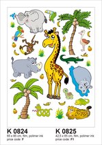Sanders & Sanders muursticker jungle dieren geel, groen en grijs - 600305 - 65 x 85 cm
