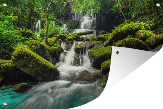 Cascade dans la forêt fantastique Peinture sur toile encadrée