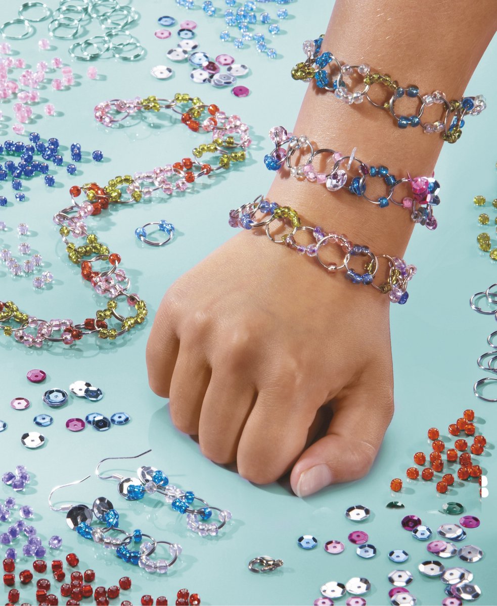 Totum Bling Rings armbandjes maken creatief speelgoed meisjes 1000+ kralen en ringetjes knutselen sieradenset - cadeautip — afbeelding 7