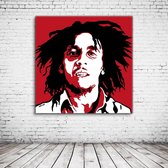 Pop Art Bob Marley Acrylglas - 80 x 80 cm op Acrylaat glas + Inox Spacers / RVS afstandhouders - Popart Wanddecoratie