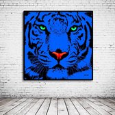 Tijger Art Poster in lijst - 90 x 90 cm en 2 cm dik - Fotopapier Mat 180 gr Framed - Popart Wanddecoratie inclusief lijst