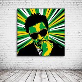 Pop Art Shaggy Acrylglas - 80 x 80 cm op Acrylaat glas + Inox Spacers / RVS afstandhouders - Popart Wanddecoratie