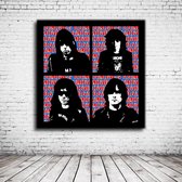 Pop Art Ramones Acrylglas - 80 x 80 cm op Acrylaat glas + Inox Spacers / RVS afstandhouders - Popart Wanddecoratie