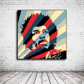 Pop Art Jimi Hendrix Canvas - 90 x 90 cm - Canvasprint - Op dennenhouten kader - Geprint Schilderij - Popart Wanddecoratie