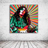 Pop Art Rory Gallagher Canvas - 100 x 100 cm - Canvasprint - Op dennenhouten kader - Geprint Schilderij - Popart Wanddecoratie