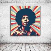 Pop Art Jimi Hendrix Retro Acrylglas - 100 x 100 cm op Acrylaat glas + Inox Spacers / RVS afstandhouders - Popart Wanddecoratie