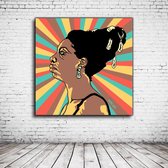 Pop Art Nina Simone Canvas - 90 x 90 cm - Canvasprint - Op dennenhouten kader - Geprint Schilderij - Popart Wanddecoratie