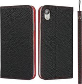 Litchi Textuur Horizontale Flip Top Layer Koeienhuid Lederen Case met Houder & Kaartsleuven & Portemonnee & Riem & Draad Winder Voor iPhone XR (Zwart)