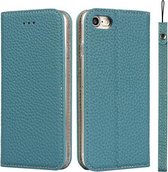 Litchi-textuur Horizontale flip-toplaag koeienhuid lederen tas met houder & kaartsleuven & portemonnee & riem & draadwinder voor iPhone 7/8 / SE 2020 (hemelsblauw)