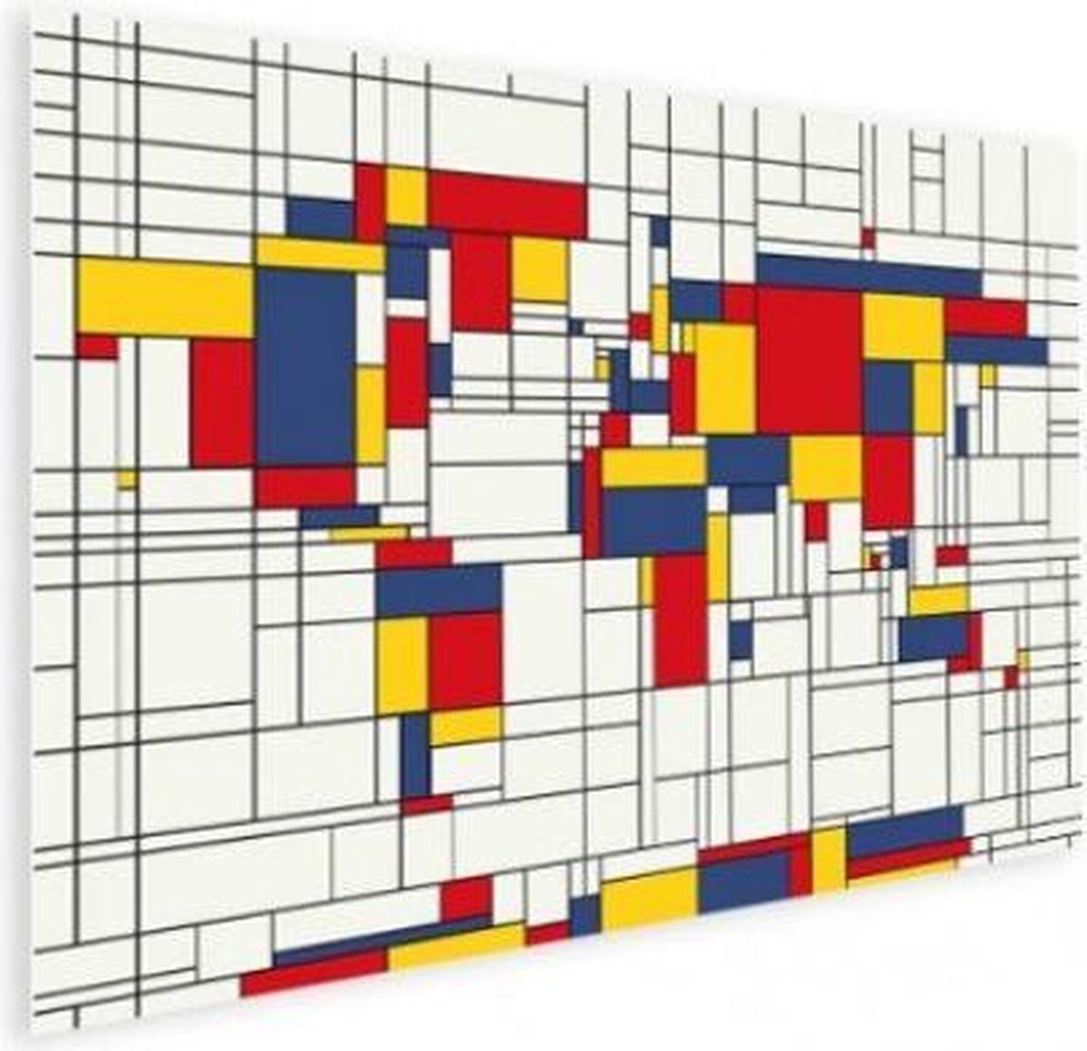 Wereldkaart Mondriaan - Poster 80x60