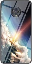 Voor Motorola Moto G6 Sterrenhemel Geschilderd Gehard Glas TPU Schokbestendig Beschermhoes (Heldere Sterrenhemel)